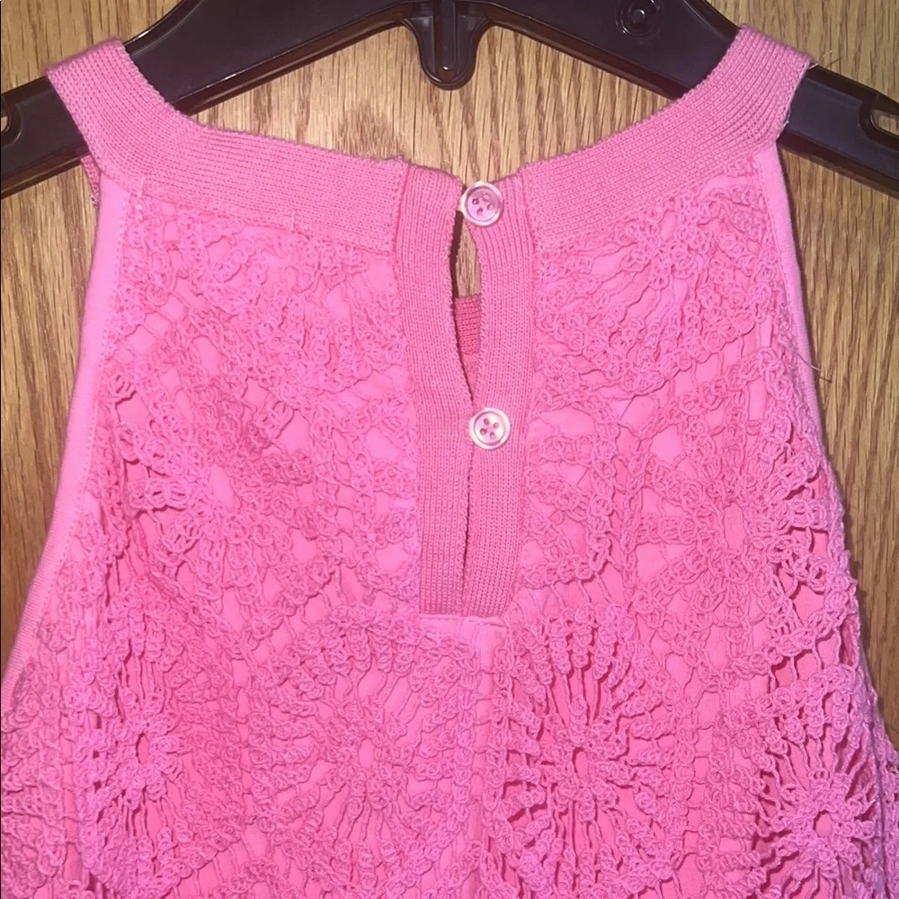 Design History bright Pink Crochet Dress Size L girls 100%‎ Cotton boho country